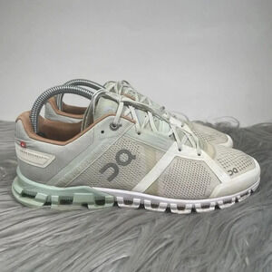 On Running Cloudflow Womens Size 9 Shoes White Green Athletic Running Sneakers